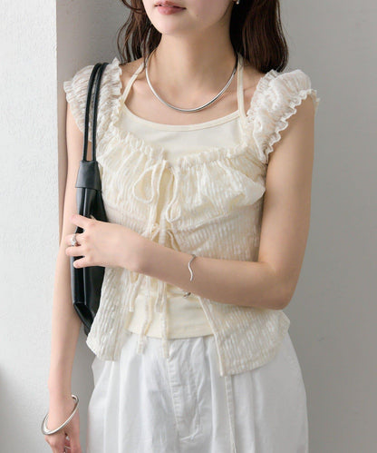 蕾絲蝴蝶結設計 上衣 TOPS