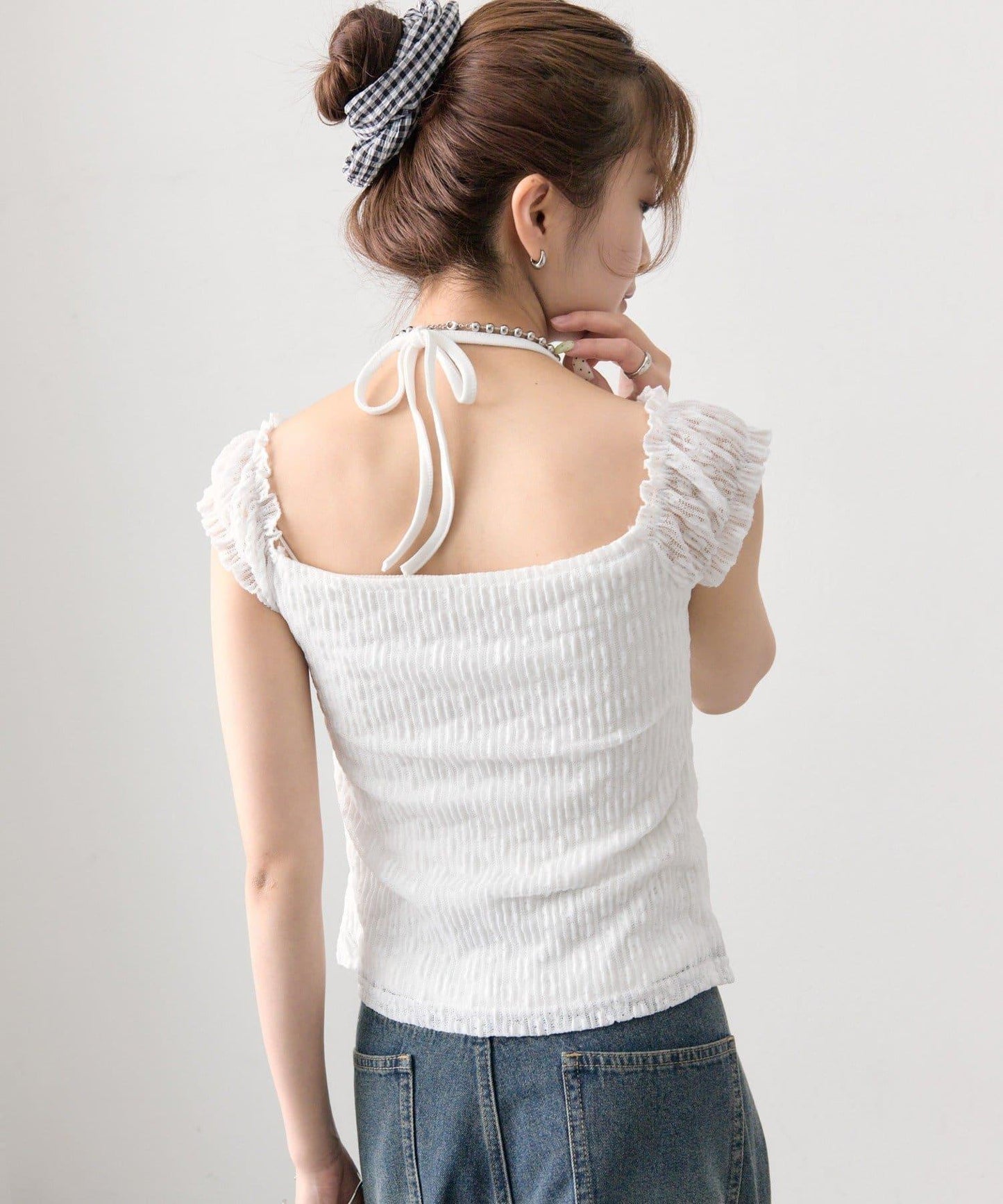 蕾絲蝴蝶結設計 上衣 TOPS