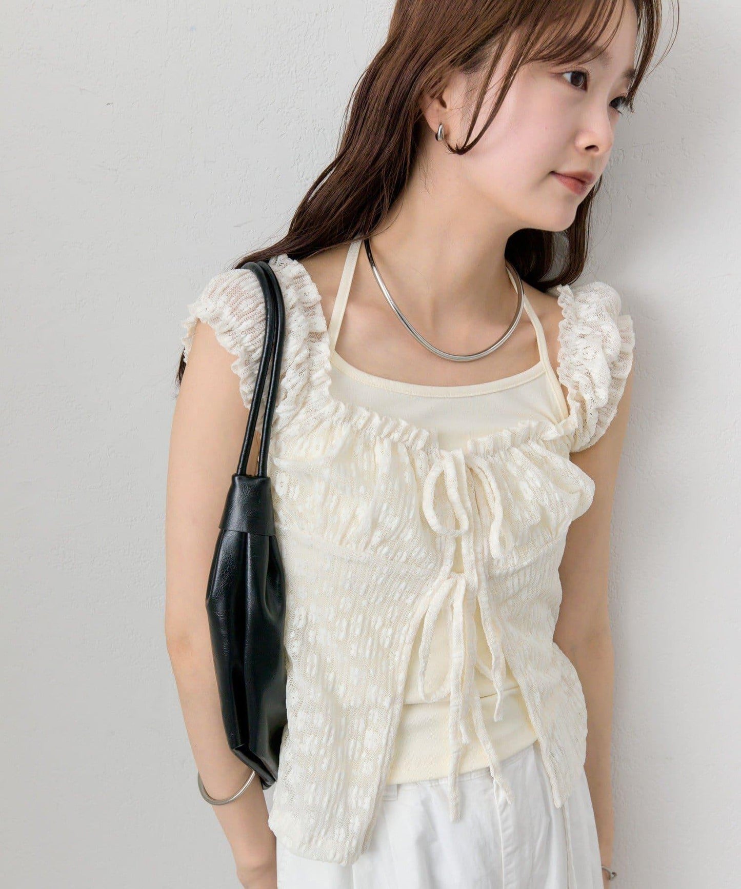 蕾絲蝴蝶結設計 上衣 TOPS