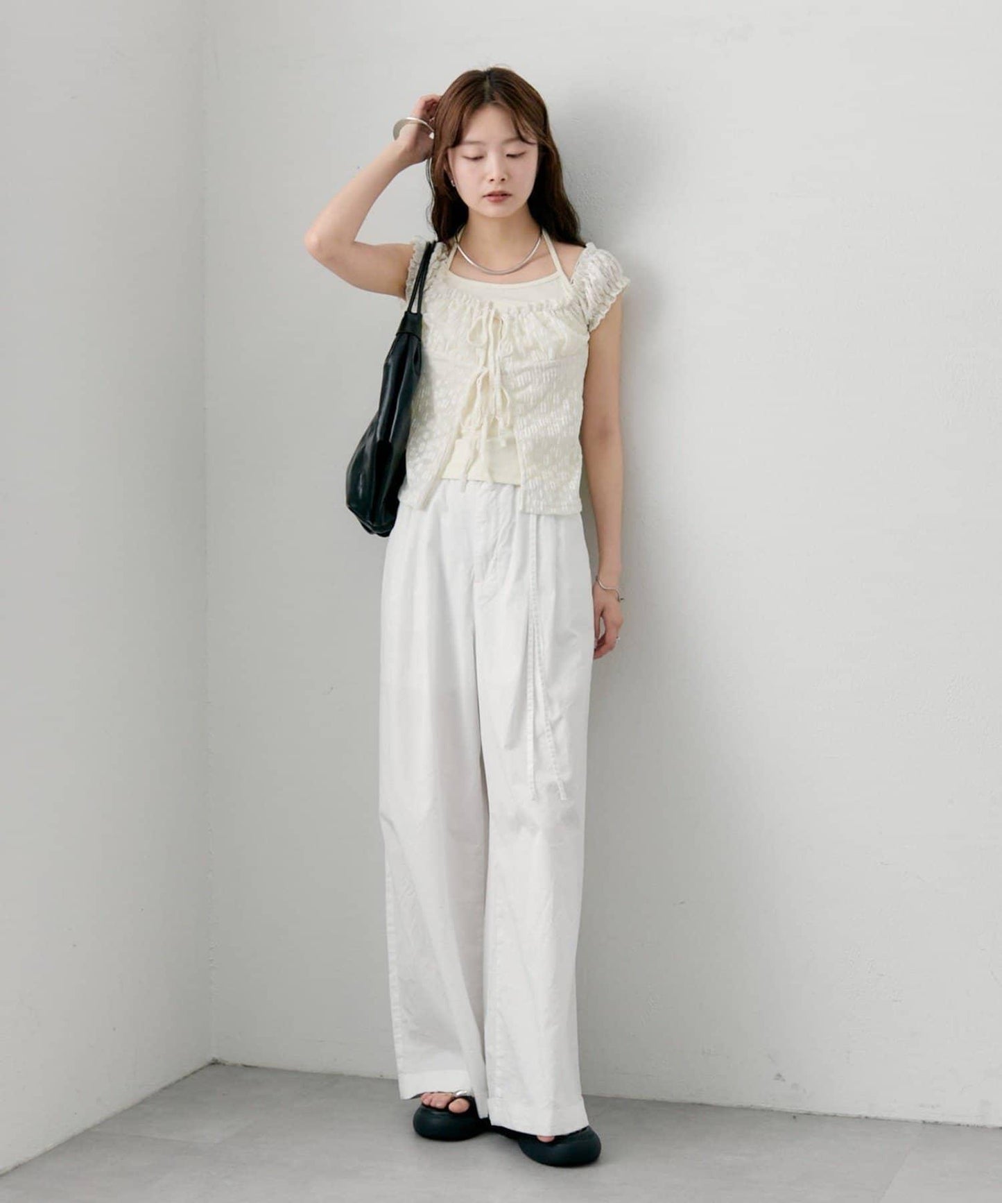 蕾絲蝴蝶結設計 上衣 TOPS