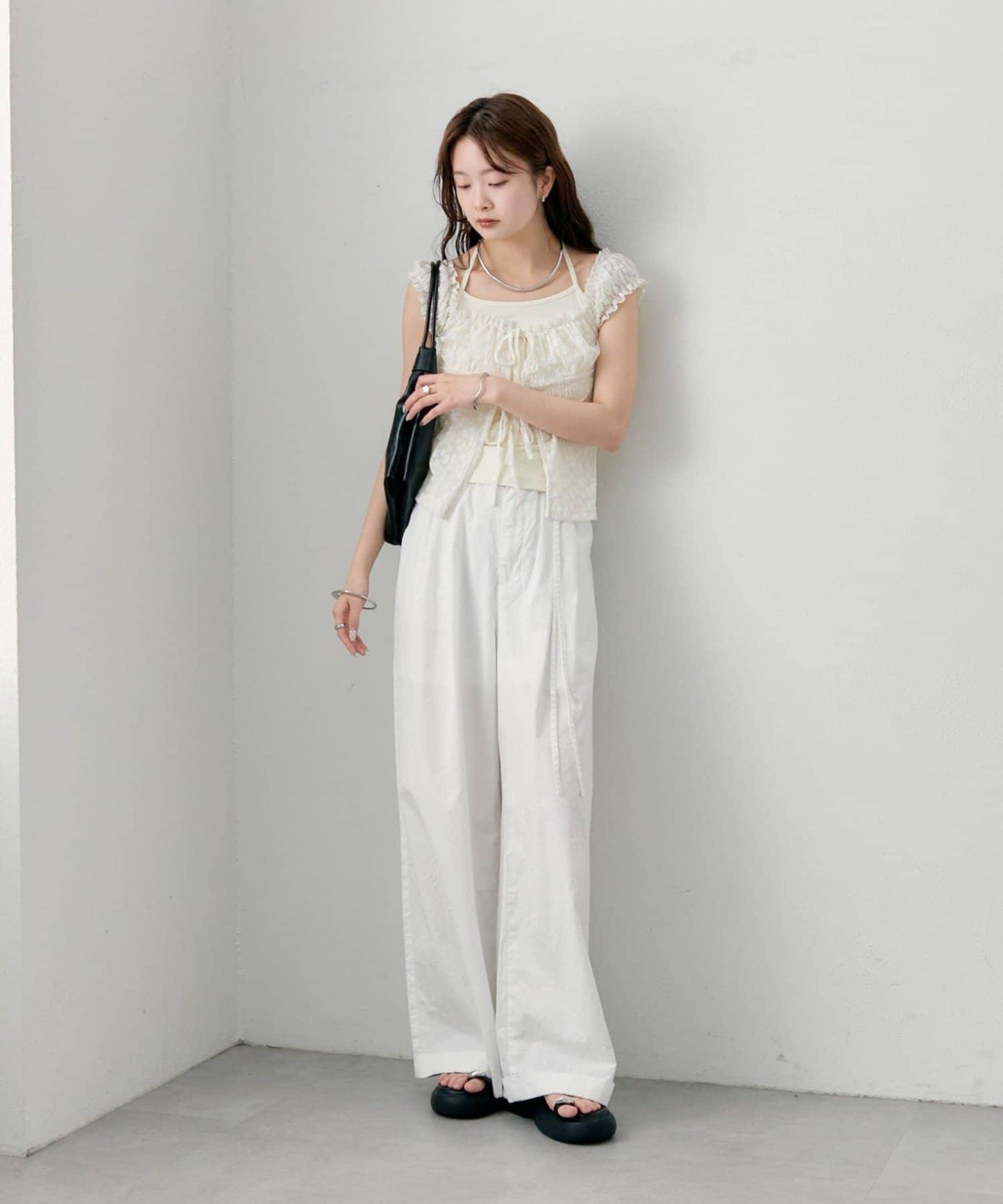 蕾絲蝴蝶結設計 上衣 TOPS
