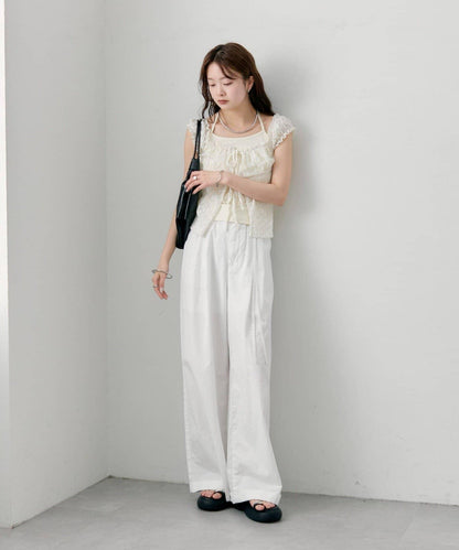 蕾絲蝴蝶結設計 上衣 TOPS