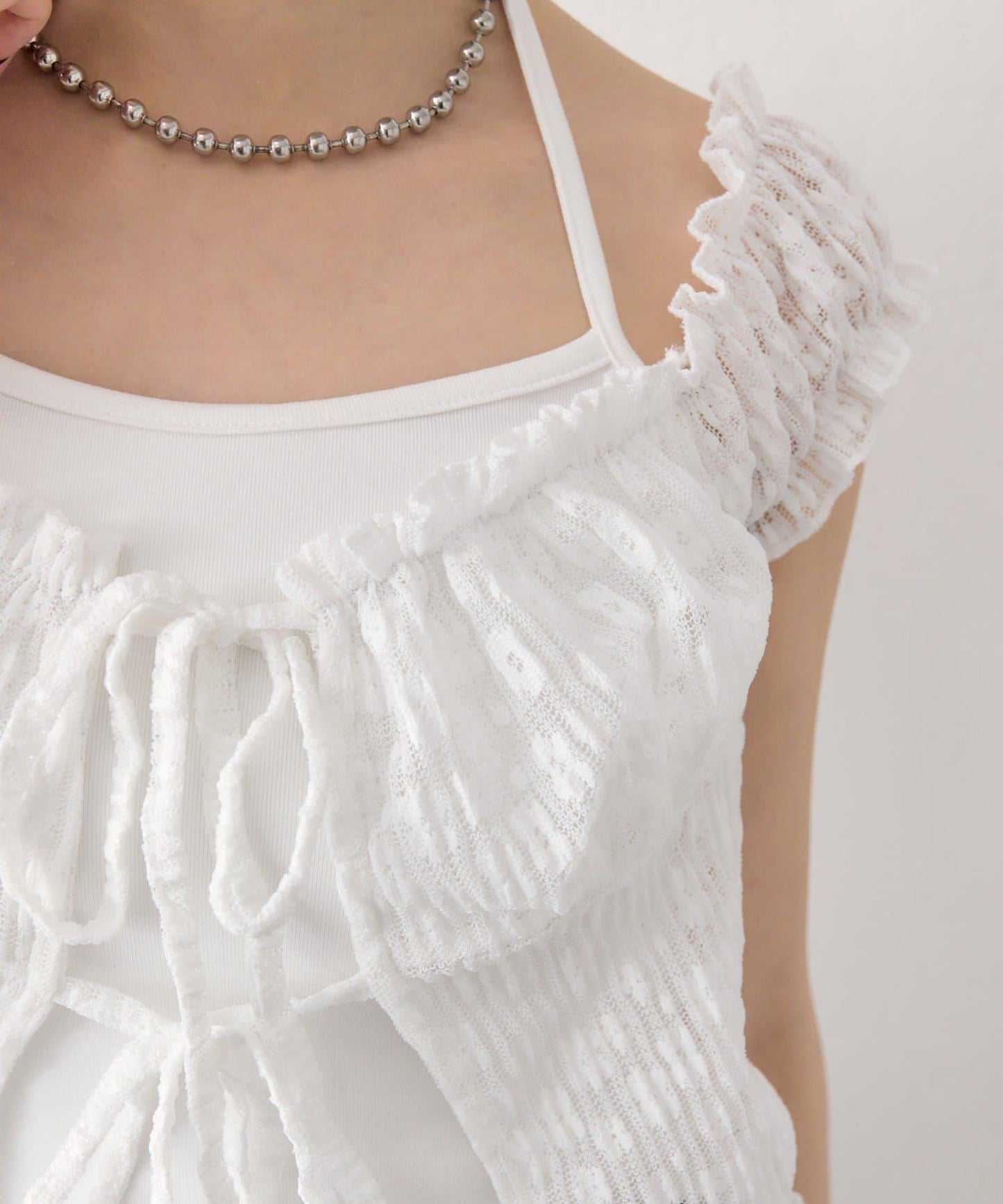 蕾絲蝴蝶結設計 上衣 TOPS