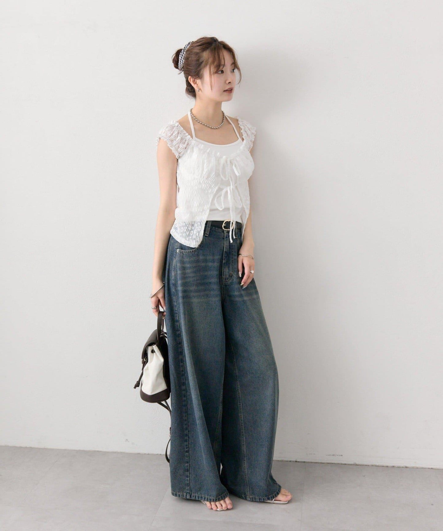 蕾絲蝴蝶結設計 上衣 TOPS