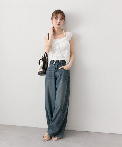 蕾絲蝴蝶結設計 上衣 TOPS