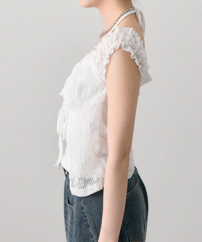 蕾絲蝴蝶結設計 上衣 TOPS