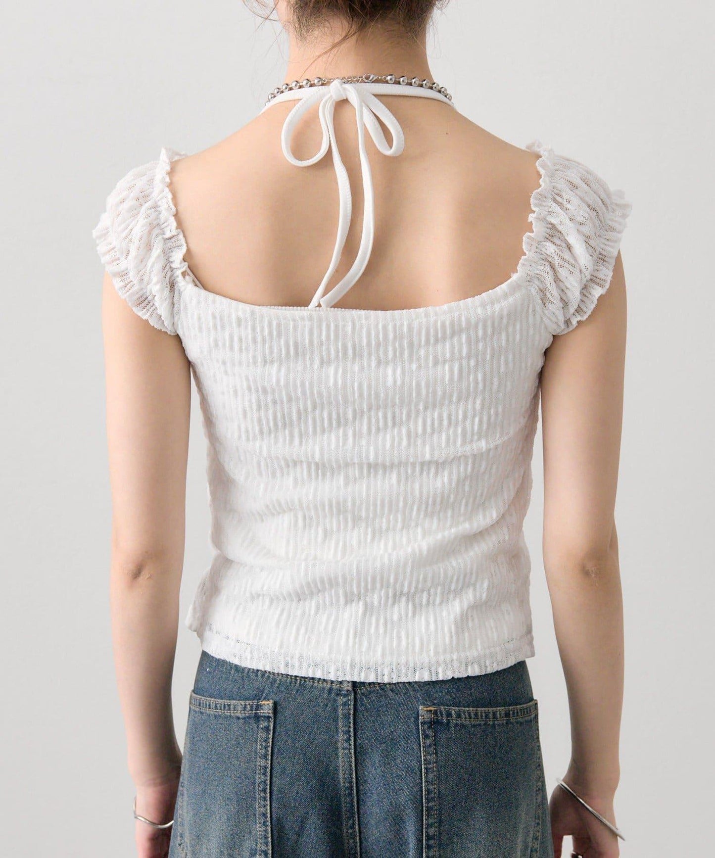 蕾絲蝴蝶結設計 上衣 TOPS