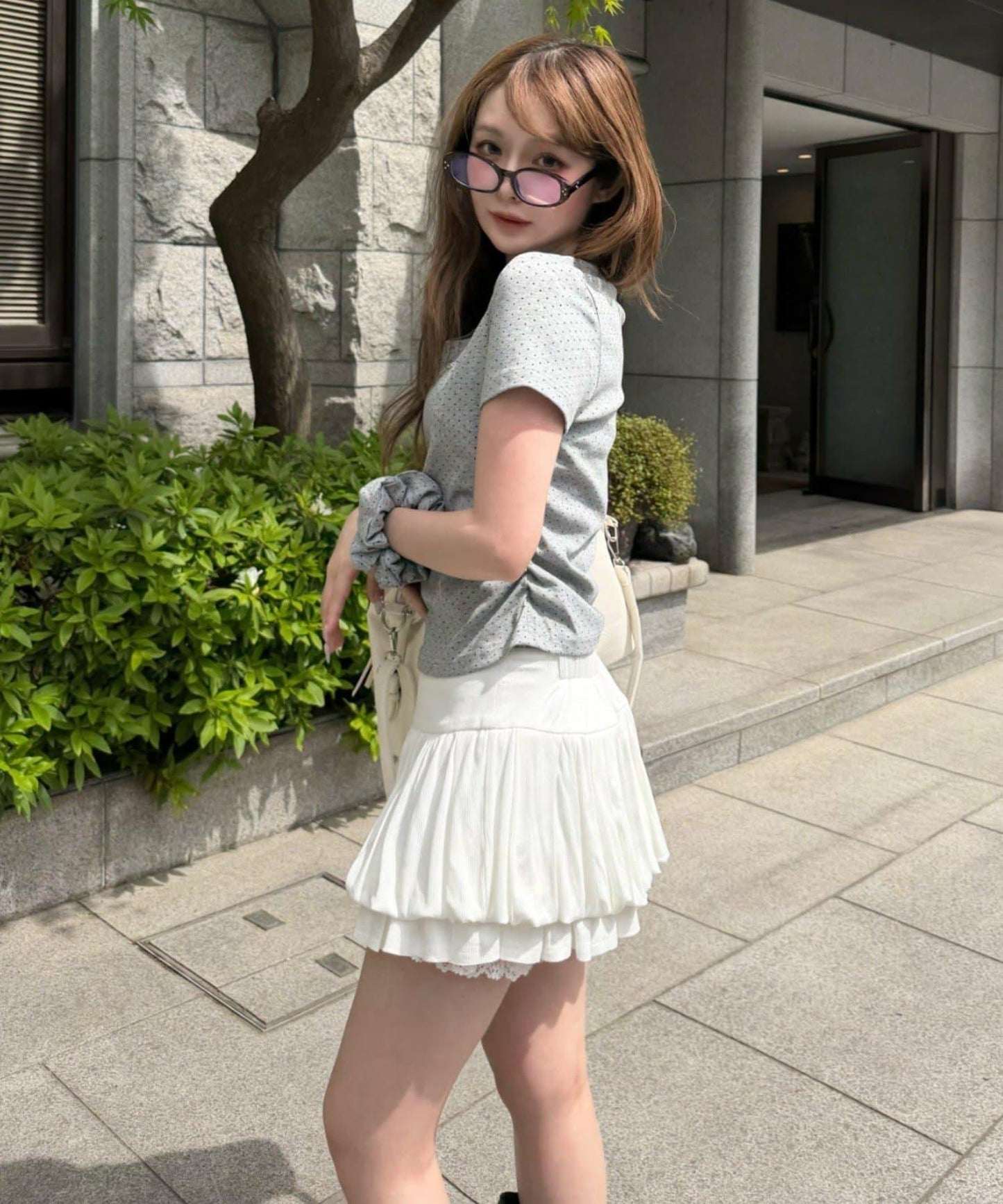 純色／波點／花卉圖案 多層蓬蓬迷你半身裙