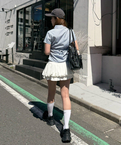 胸部刺繡 合身版型 短袖襯衫