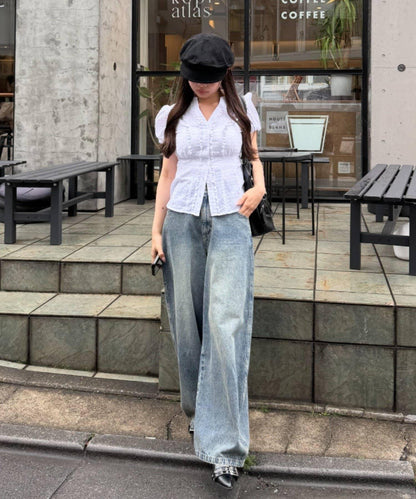 開襟荷葉邊襯衫（五色可選）