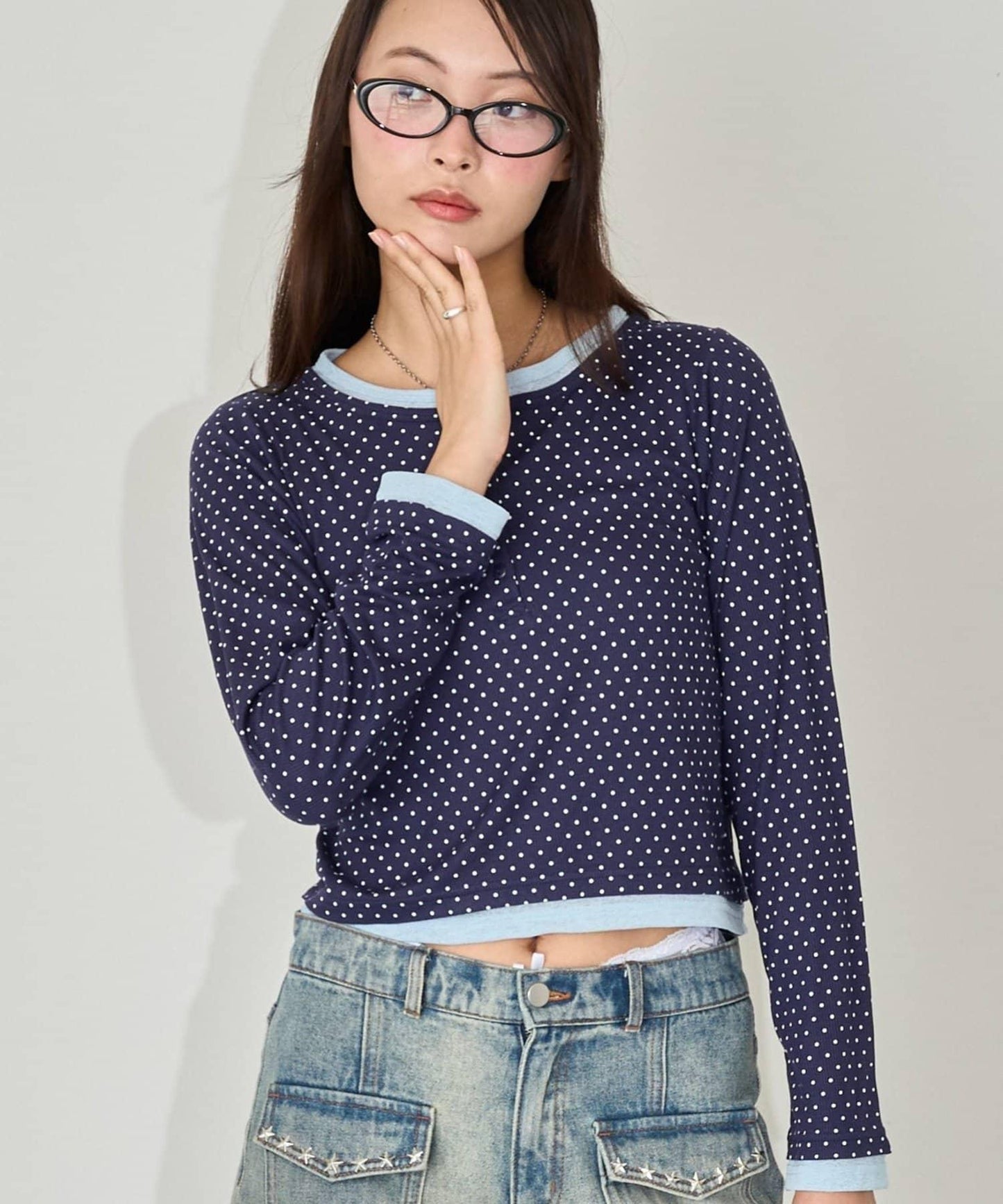 WHO'S WHO gallery 波點疊穿亨利領上衣