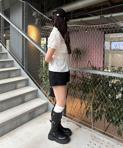開襟荷葉邊襯衫（五色可選）