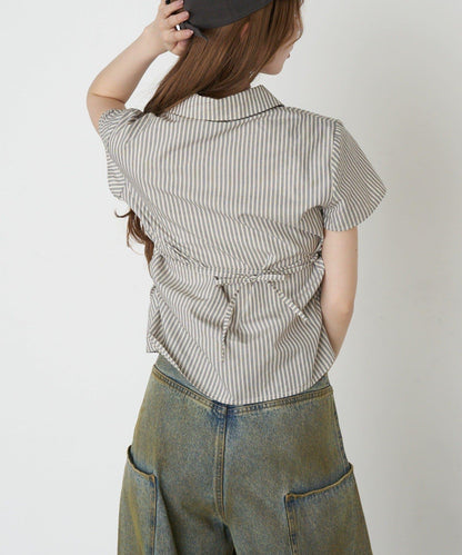 胸部刺繡 合身版型 短袖襯衫