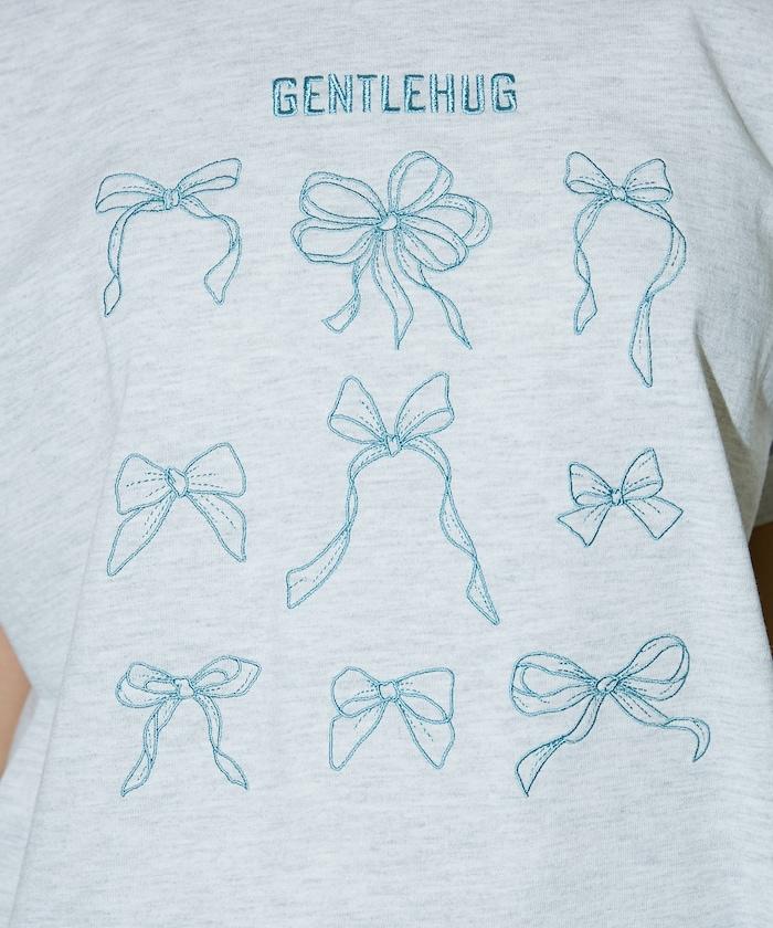 蝴蝶結刺繡T恤