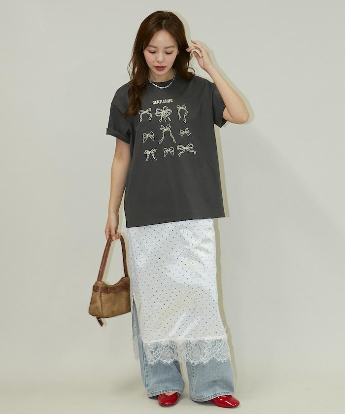 蝴蝶結刺繡T恤