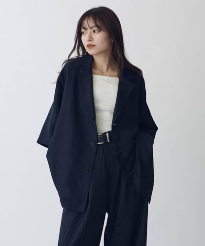 人造絲亞麻 三扣 短袖 襯衫夾克