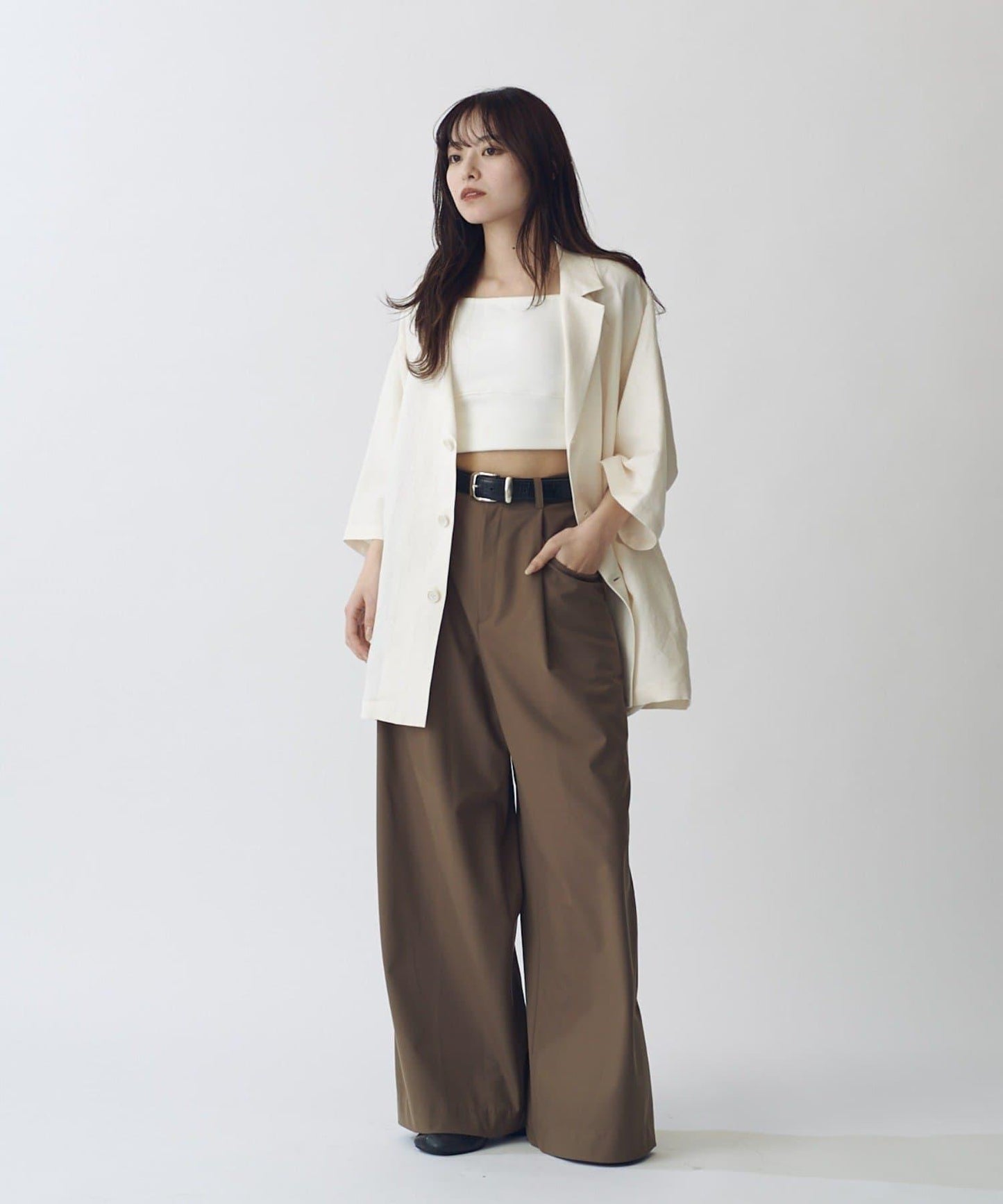 人造絲亞麻 三扣 短袖 襯衫夾克