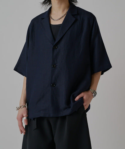 人造絲亞麻 三扣 短袖 襯衫夾克