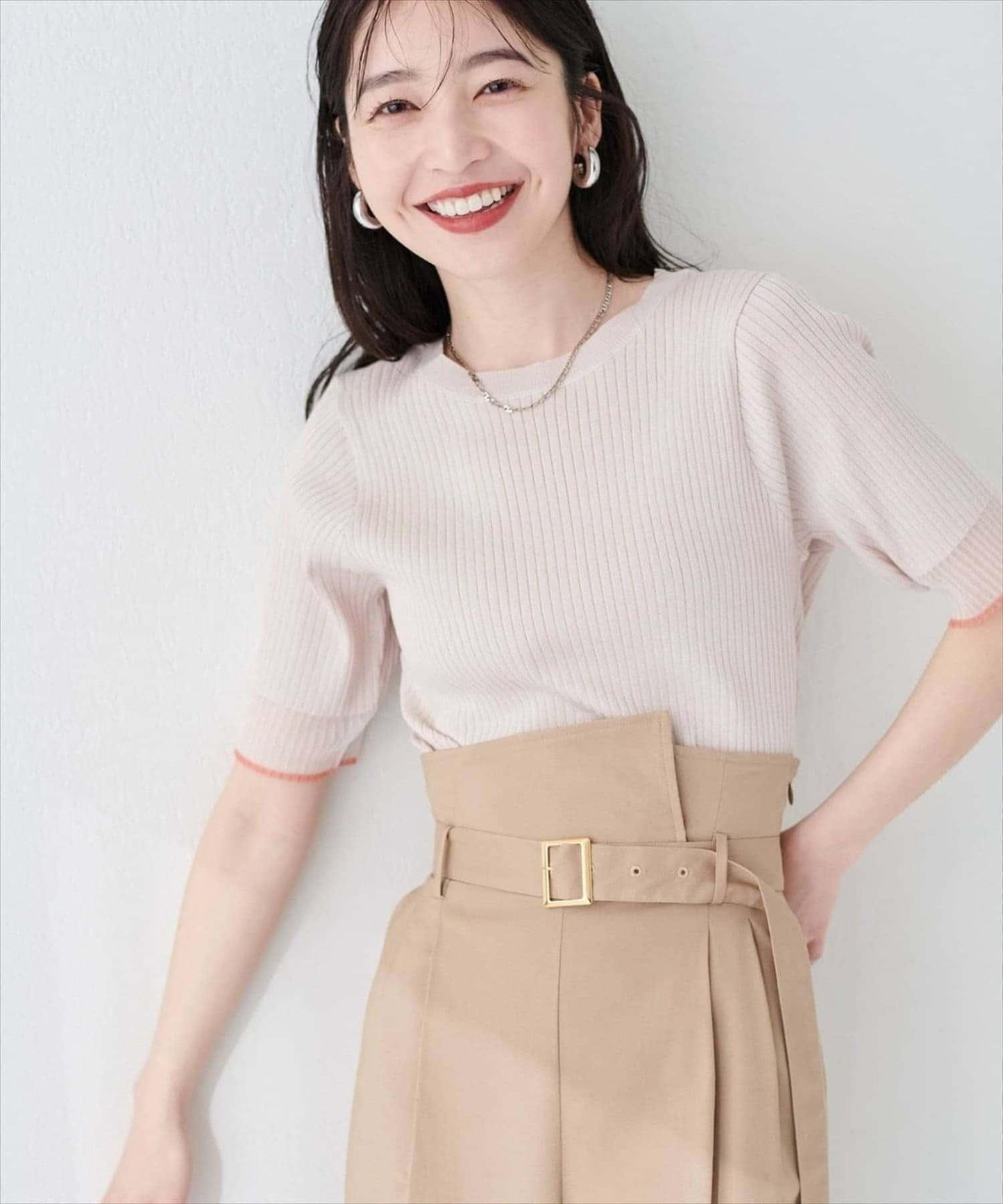 袖口透紗設計 強捻羅紋 針織衫