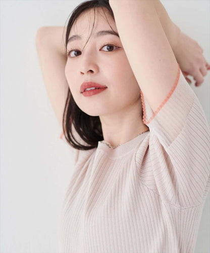 袖口透紗設計 強捻羅紋 針織衫