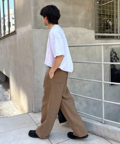 冷感材質男女同款 闊腿 2褶設計 人造絲尼龍面料 西裝褲