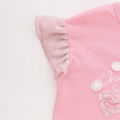落肩版型 袖荷葉邊 T恤