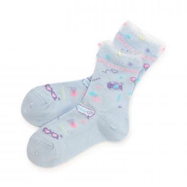 Fancy Pop圖案 中筒襪