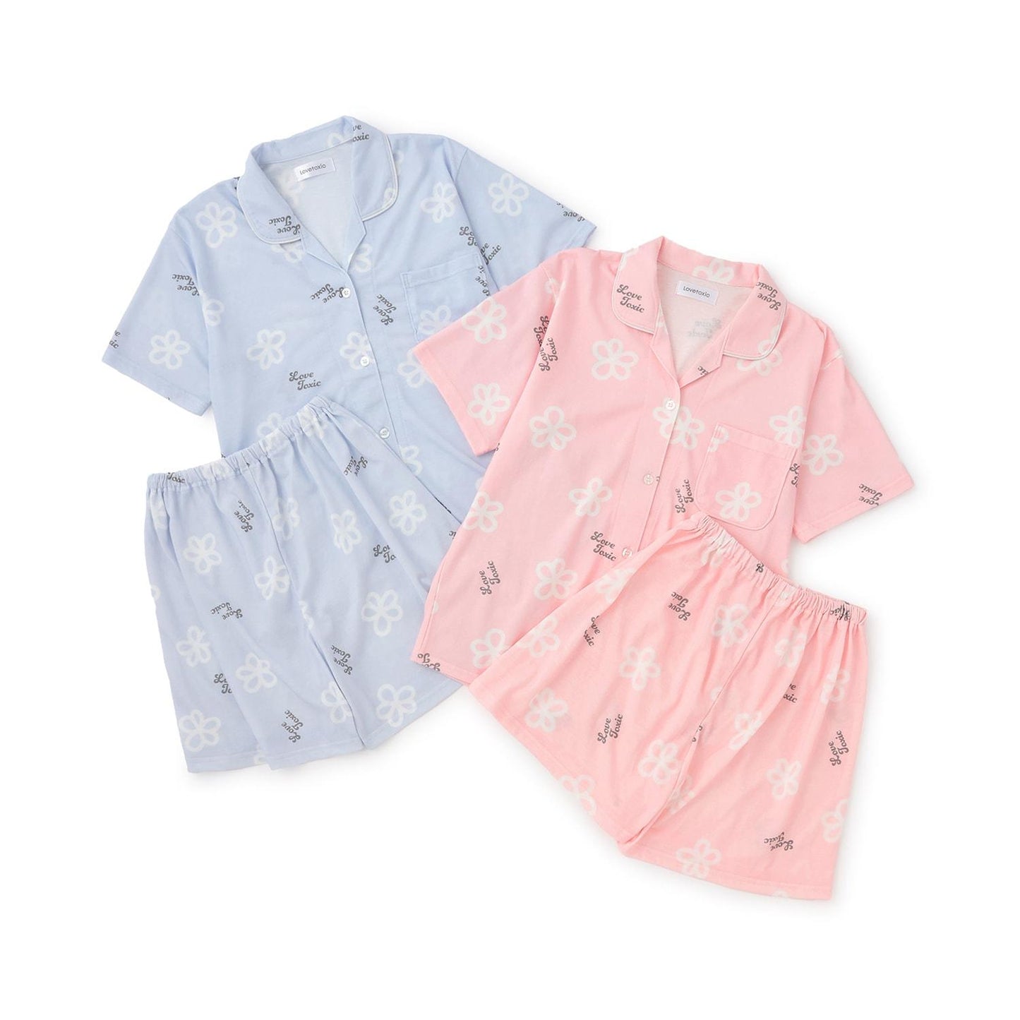 滿印短袖襯衫短褲家居服套裝