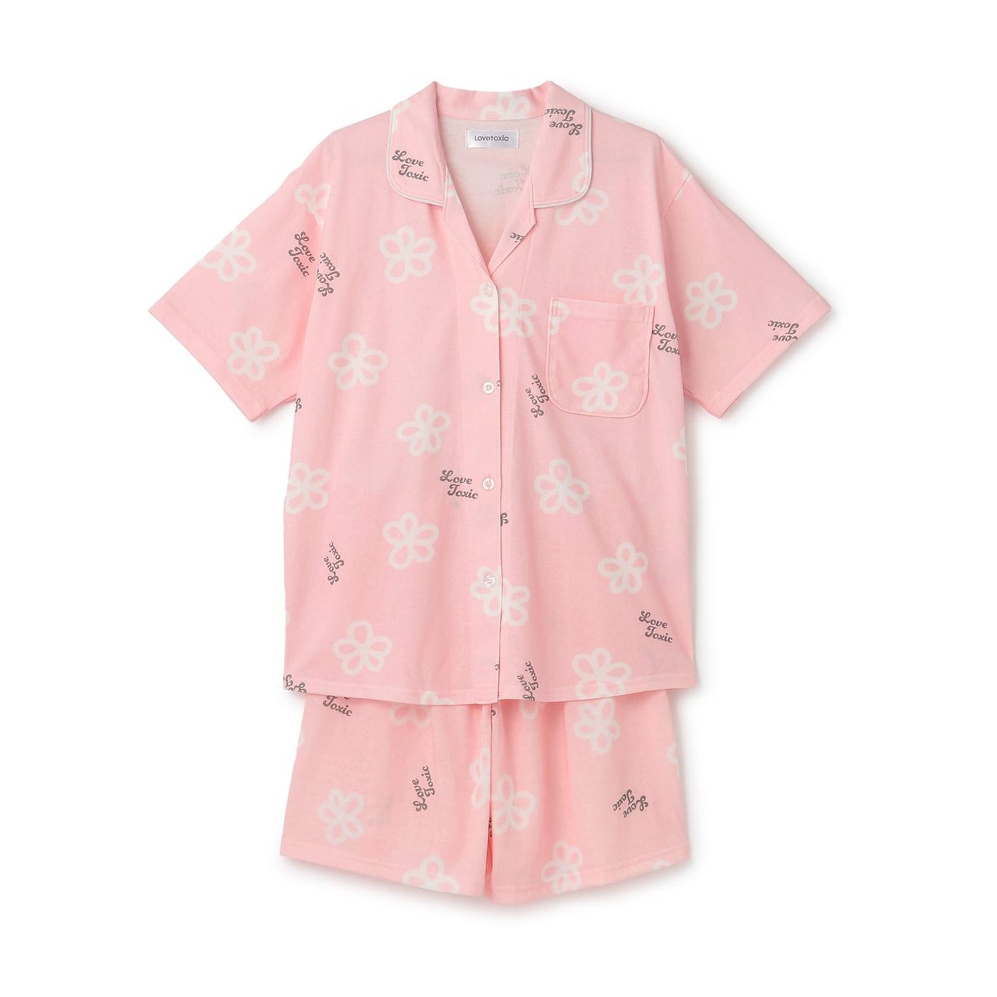 滿印短袖襯衫短褲家居服套裝