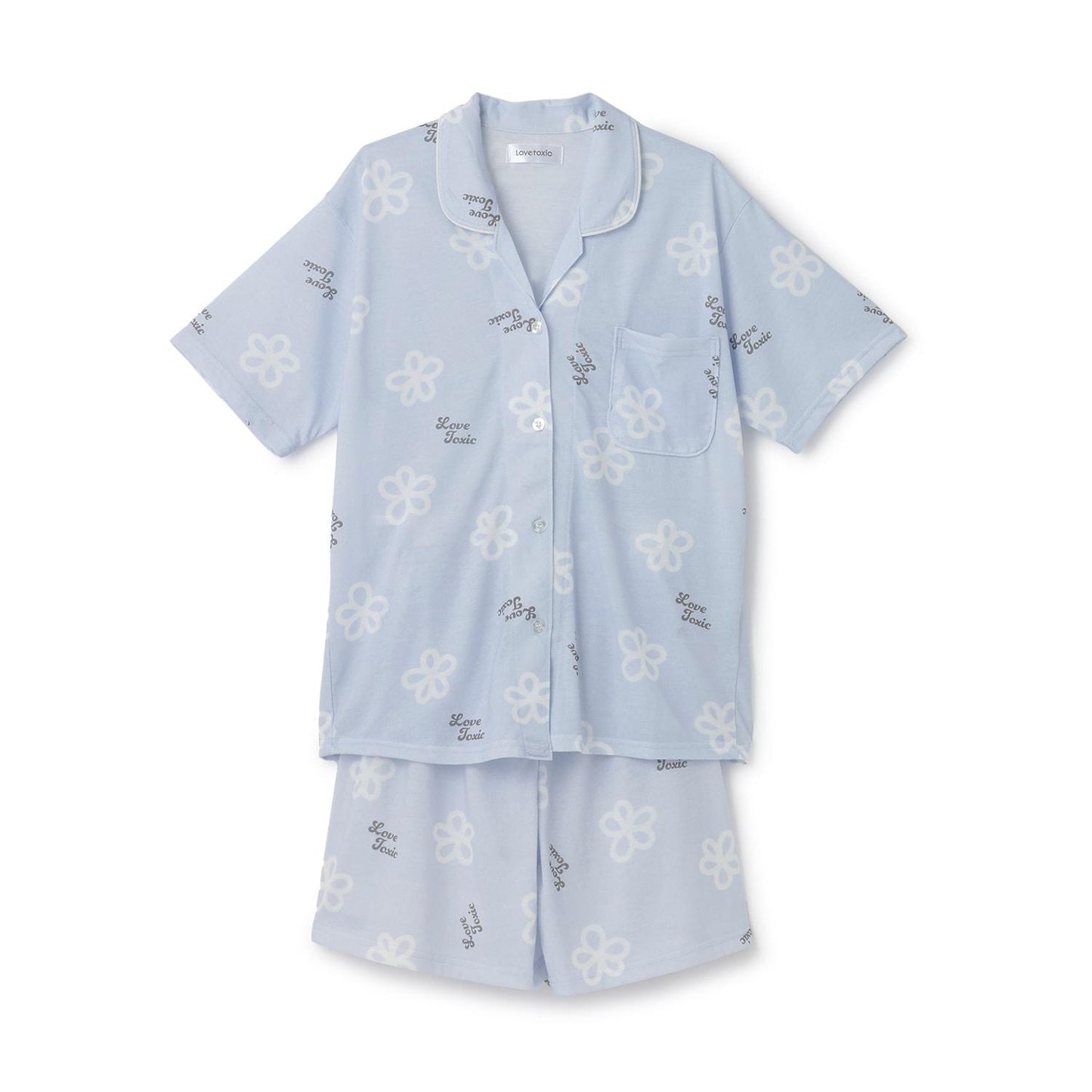 滿印短袖襯衫短褲家居服套裝