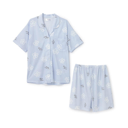 滿印短袖襯衫短褲家居服套裝