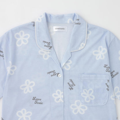 滿印短袖襯衫短褲家居服套裝