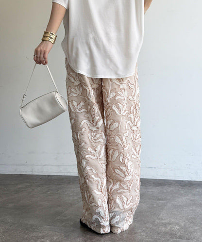DouDou 提花刺繡 休閒褲