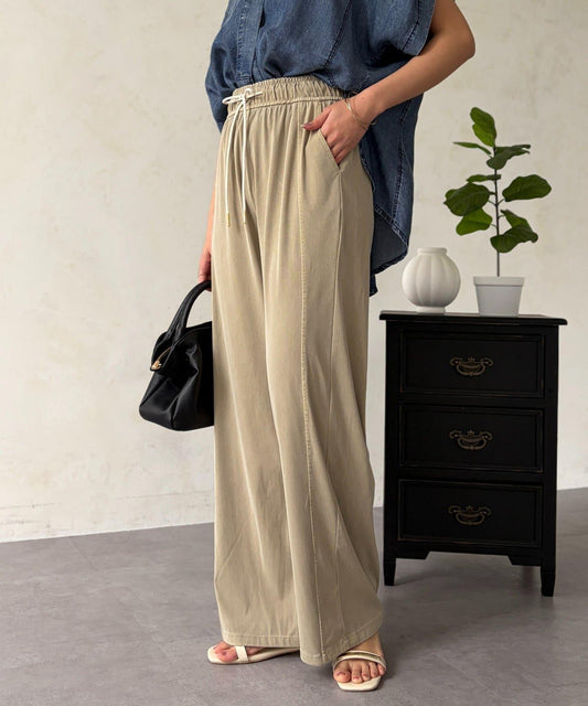 水洗做舊寬鬆彈力牛仔褲