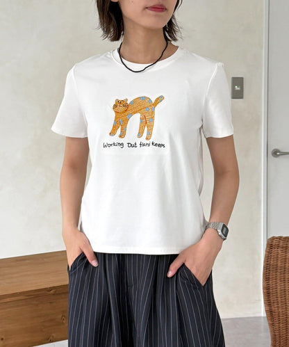 貓刺繡T恤