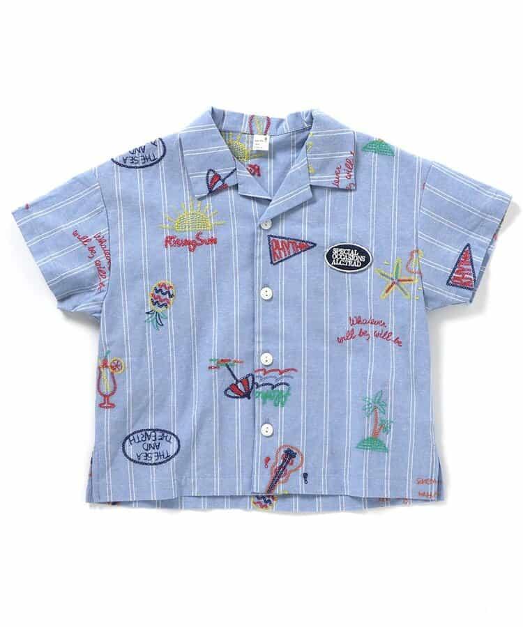 夏日元素滿版刺繡襯衫