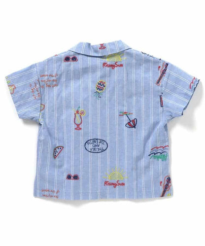 夏日元素滿版刺繡襯衫
