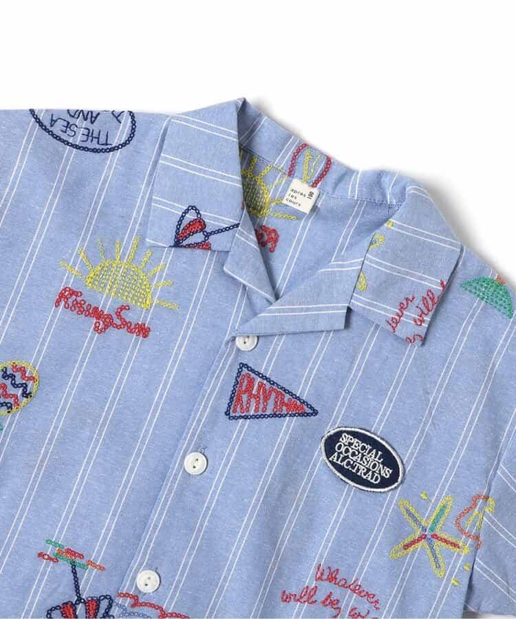 夏日元素滿版刺繡襯衫