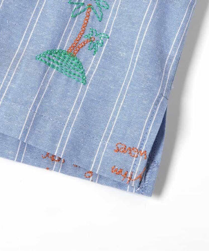 夏日元素滿版刺繡襯衫