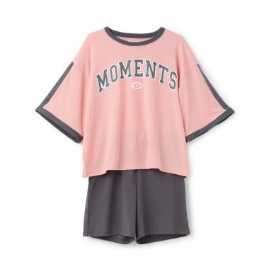 短袖撞色羅紋領設計套裝