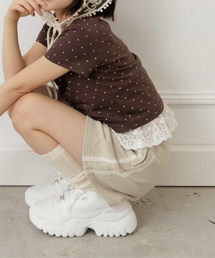 puchily 平價系列 側邊蕾絲線條短褲