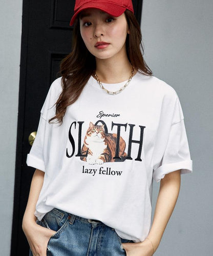功能性面料 寵物貓刺繡 SLOTH T恤