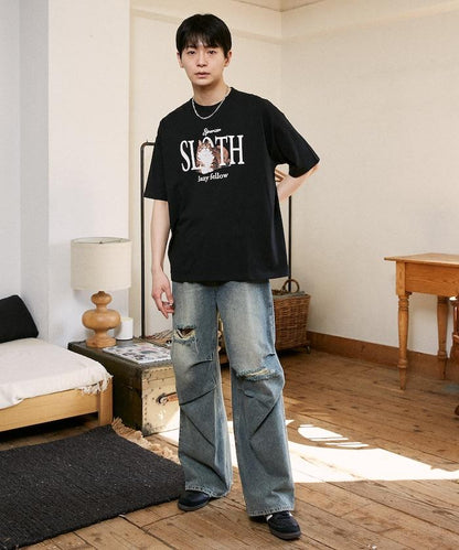 功能性面料 寵物貓刺繡 SLOTH T恤