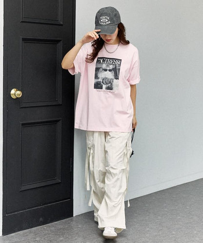 功能性面料 貓照片圖案 MAGAZINE T恤