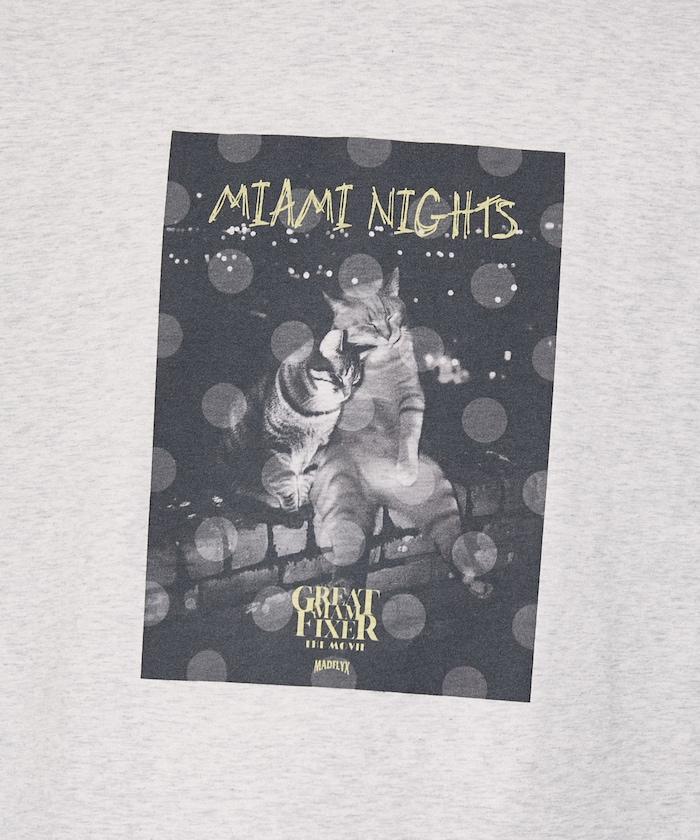MIAMI NIGHTS 功能性面料 貓咪照片印花 T恤