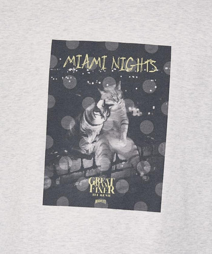 MIAMI NIGHTS 功能性面料 貓咪照片印花 T恤