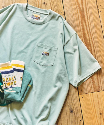 FREAK'S STORE for BEACH & FES 寬鬆版 單點Logo 抽繩設計 口袋T恤