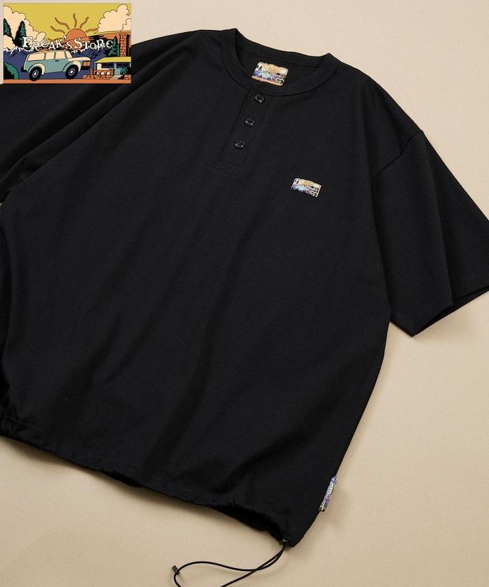 FREAK'S STORE for BEACH & FES リラックスフィット ワンポイントロゴ スピンドル ヘンリーネックTシャツ