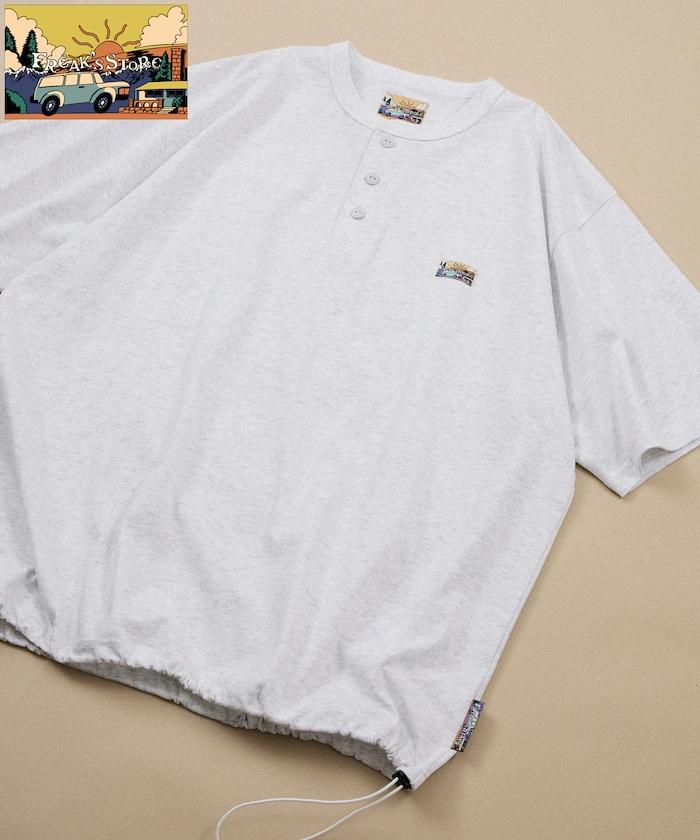 FREAK'S STORE for BEACH & FES リラックスフィット ワンポイントロゴ スピンドル ヘンリーネックTシャツ