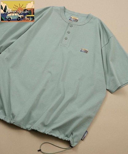 FREAK'S STORE for BEACH & FES リラックスフィット ワンポイントロゴ スピンドル ヘンリーネックTシャツ
